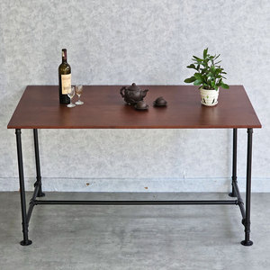 Industrial-Style <b>Extendable</b> <b>Dining</b> <b>Table</b> 140x80cm Rubber <b>Wood</b> Top with Iron Pipe Legs BA68171 Sintered Stone Surface - Product Image 3