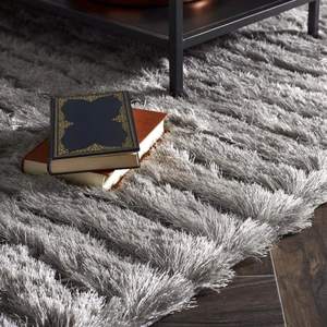Glamour <b>Silver</b> Grey Shaggy Rug Carved Design Home Decor <b>Fabric</b> - Product Image 1