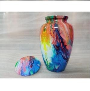 Handcrafted Aluminum Adult Metal Cremation Urn Blue <b>Marble</b> Finish Artistic Funeral Urn for Human Ashes Decorative Urn. - Product Image 6