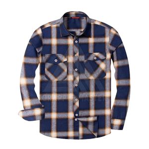 Chemise en flanelle d'hiver pour hommes lourds, doublée de polaire, chemise à carreaux décontractée, manches longues, boutonnée, vêtements de travail thermiques, logo personnalisé - Product Image 1