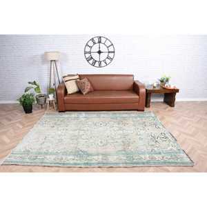 Alfombra Turca Vintage de 5.8x8.1 pies, Alfombra Grande, Alfombra de Lana con Estampado Animal Azul Gris - Product Image 1