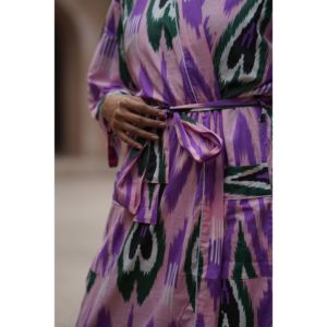 Peignoir en tissu Ikat Bonbon pour femme, doux et respirant, avec cordon de serrage et ceinture, vêtement d'intérieur ODM - Product Image 5