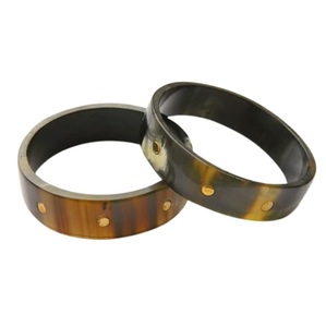 Vintage Indian Traditional Fashion <b>Bracelet</b> Sourced Buffalo Horn Bangle with <b>Black</b> <b>Onyx</b> Gemstone Handmade by Manufacturer - Product Image 5