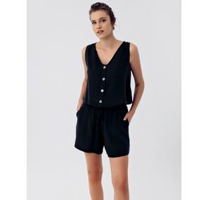 Women's Sleepwear Loungewear Women <b>Sets</b> Custom <b>Pajamas</b> Sleeveless Women <b>Pajama</b> Cotton Muslins <b>Set</b> Spaghetti Strap <b>Black</b> - Product Image 1