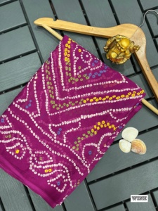 Diseñador exclusivo última tendencia musgo Crape Sari mujer moda fabricante de la India a la tarifa más baja - Product Image 5