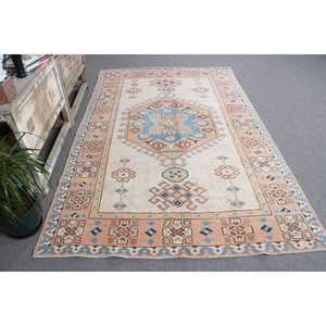 Vintage Turkish Rug 5.3x8.3 ft, <b>Brown</b> Floral <b>Wool</b> Rug - Product Image 3