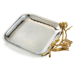 Europe's <b>Top</b> Trending Modern New Design Home Decor Metal <b>Silver</b> Plated Serving Platter Customized Plating Metal Serving Tray - Product Image 1
