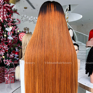 Rubio con raíces oscuras Peluca humana vietnamita virgen natural de un solo donante - Product Image 1