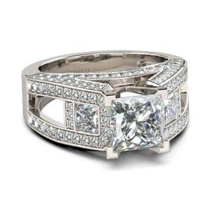 Bague de fiançailles Jeulia en argent sterling plaqué or avec zircon taille princesse pour femme - Product Image 3