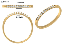 Anillo de Bodas Apilable de Oro Amarillo/Blanco Sólido de 10K/14K, Anillo Clásico de Media Eternidad con Corte Redondo de 0.10 Ct para Mujer - Product Image 6