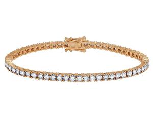 Bracelet de tennis en diamant cultivé en laboratoire de taille ronde en or rose intemporel 10K bijoux de luxe unisexe idée cadeau - Product Image 1