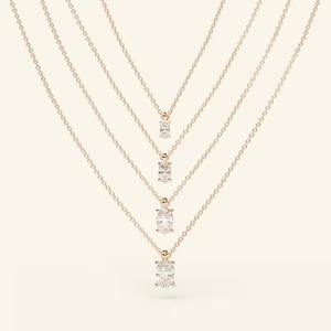 Nuevo collar Oval Diamond Solitaire14k Real Lab Grown Moissanite Diamond's Pendant Prong Setting Gold 18K Proveedor de joyas - Product Image 3