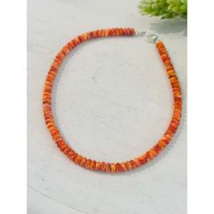 Southwest Handmade Spiny Oyster & Sterling <b>Silver</b> Beaded <b>Choker</b> Necklace with Coral for Gift - Product Image 4