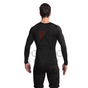 Logo personnalisé Mens Rash Guard Compression Gym Shirts avec manches longues pour le surf BJJ MMA-Sublimé - Product Image 5