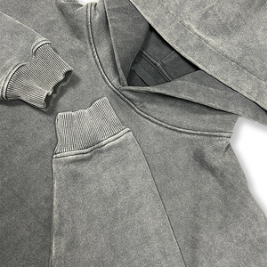 Sweat à capuche en molleton lourd à épaules tombantes, lavage à l'acide, vente en gros pour l'hiver |   Sweat à capuche surdimensionné personnalisé 100% coton Streetwear - Product Image 3