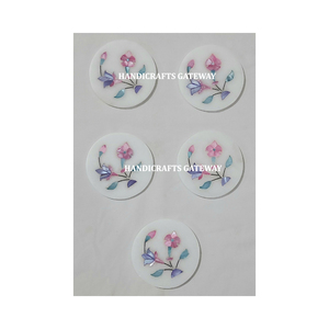 ชุดจานรองแก้วหินอ่อนสีขาวลายมุกแบบใหม่ล่าสุด พร้อมลายดอกไม้ขัดเงาอย่างดี ใช้สำหรับวางบนแก้ว - Product Image 2