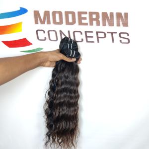 Vente en gros d'extensions de cheveux humains 100% vierges indiens Temple Remy Grade noir soyeux ondulé style de vague de corps brut non transformé - Product Image 5