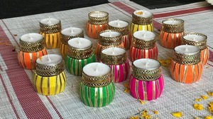 ที่ใส่ไฟชาตกแต่งแบบอินเดียที่วางเทียนของตกแต่งแบบอินเดียขวดโหลเทียนของตกแต่งแบบดิวาลีโคมไฟคืนของที่โปรดปราน - Product Image 3