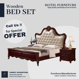 Lit en bois sculpté King ou Queen, meubles en acajou massif d'Indonésie, design personnalisable pour hôtel et villa - Product Image 2