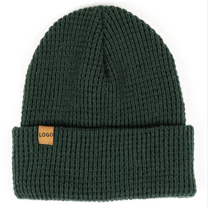 Produits les plus vendus 2025 toques personnalisées unisexe couleur unie hiver chaud acrylique tricoté bonnet personnalisé avec logo personnalisé - Product Image 4