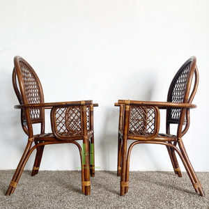 Silla rústica de ratán Bistro, silla cómoda de mimbre, silla de comedor de ratán marrón, diseño único de ratán artesanal HNH para 2025 - Product Image 2