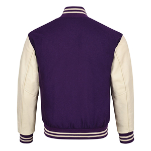 Veste universitaire personnalisée, corps jaune, manches bleu clair, veste de sport unisexe, col côtelé rayé, poignets et ourlet à boutons pression, manteau - Product Image 6