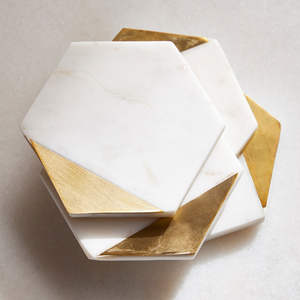 Modern Luxury <b>Marble</b> <b>Coasters</b> Round Shape White <b>Marble</b> Color Stone Mats Pads Eco-Friendly Good Quality Personalized Faizacraft - Product Image 2
