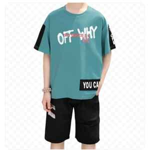 Ensemble 2 pièces pour garçons et imprimé cowboy, t-shirt et short décontracté à manches courtes, tissu en tricot de polyester légèrement extensible, coupe régulière, - Product Image 1