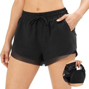 Nouveaux shorts de course décontractés pour femmes, taille haute, respirants, sans couture, séchage rapide, 2 en 1 avec poches pour l'entraînement, la salle de sport, le yoga, les vêtements de sport - Product Image 2