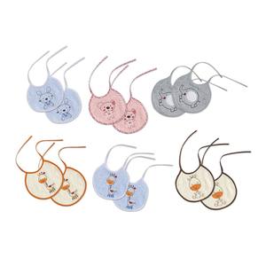 Juego de 2 Baberos Blancos para Bebé de 0 a 12 Meses, Algodón TERRY 20X20, Diseño de Dibujos Animados con Colgador - Product Image 1