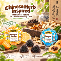 KisKis Gommes Apaisantes pour la Gorge au Kumquat et Citron, Soin Herbal Chinois pour la Gorge, Gommes Dures avec Jus de Fruits Naturels