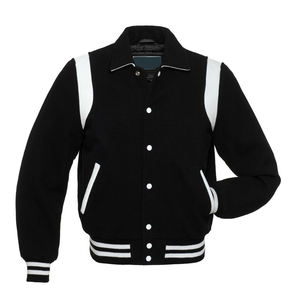 High Quality 100% Wool Varsity <b>Jacket</b> Private Label New Winter Cotton Filled PU Leather Shoulders Panel Plus Size - Product Image 4