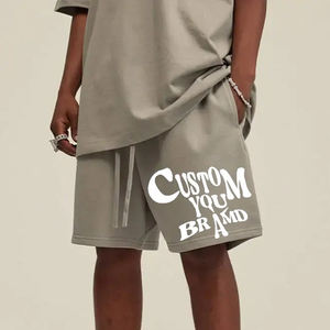 Pantalones cortos de algodón de cintura media para hombre con logotipo personalizado OEM, pantalones de chándal transpirables de secado rápido para gimnasio, Jogger elástico para correr - Product Image 1
