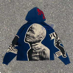Sweat à capuche Hell Bound Graphic Winter Hoodie Coupe Classique Streetwear Pull-over Bleu Imprimé Gothique Y2K Logo Personnalisé - Product Image 2
