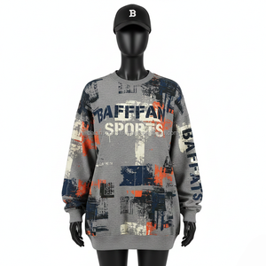 Sweat-shirt oversize pour femme en molleton de coton 300 GSM, gris, marine, orange, imprimé, logo personnalisé, impression sérigraphique, sweat-shirts respirants pour femme - Product Image 6