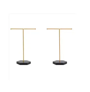 Design Brass and marble Jewelry Stand With marble Base Earrings Necklace Jewelry Stand At Best Price