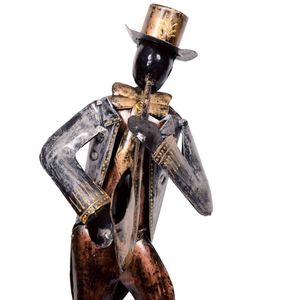 Ensemble de 3 Figurines de musicien légères en fer et cuivre, accessoire d'installation de décoration d'intérieur en métal de table - Product Image 6