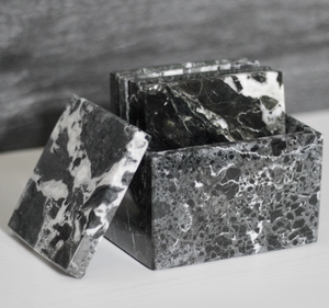 Sous-verres en marbre personnalisés de styles carrés modernes Protection du dessus de table chauffante avec impression de logo au design classique - Product Image 5