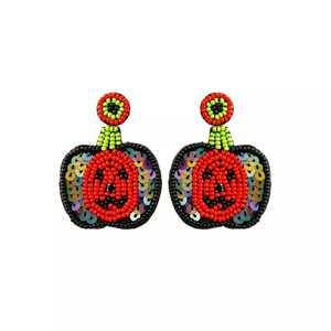 Pendientes de Flecos con Cuentas de Fantasma de Halloween, Elegantes Pendientes de Cuentas de Semillas Hechos a Mano, Joyería Única de Moda, Diseño Creativo - Product Image 3