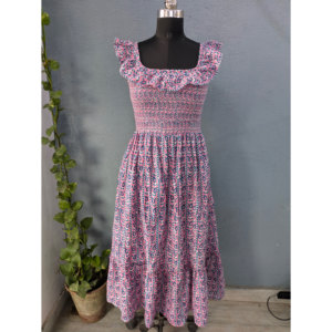 Robe d'été en coton Voile de style indien pour femmes Robe longue indienne imprimée à la main - Product Image 1