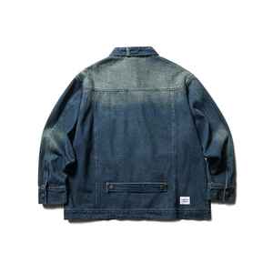 Chaqueta Vaquera Azul Oscuro Casual para Hombre, Cierre de Un Solo Botón, Estilo Urbano de Invierno, Diseño Sólido, Transpirable, Ecológica, 100% - Product Image 4