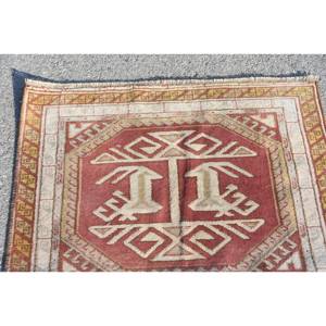 พรมทอถักขนแกะสีขาวสีแดงแบบคลาสสิกขนาด2.3x3.4ฟุตแบบตุรกีพรมสี่เหลี่ยมผืนผ้าขนาดใหญ่ด้านหลังยางขนาด10มม. สำหรับโถงทางเดิน - Product Image 5