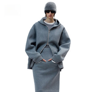 Service OEM pour sweat à capuche unisexe 80% coton 20% polyester tricoté style pull ourlet côtelé poignets décolleté croisé épaules tombantes - Product Image 5