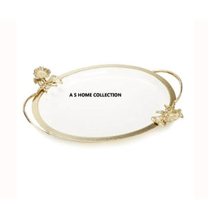 Vente chaude Forme Ovale Bonbons ou Collations Plateau De Service Pour La Décoration De Table Style Moderne Plateau En Métal Solide avec Poignées - Product Image 6