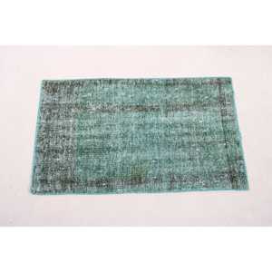 Tapis turc vintage patchwork 1,7x2,9 pi (52x89 cm) en laine persane verte avec envers en latex, tapis écologique pour la maison - Product Image 5