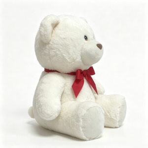 Oso de Peluche Blanco Personalizado con Lazo Rojo, Oso de Peluche Clásico, Oso de Peluche Blanco Suave, Oso de Peluche Sentado para Abrazar - Product Image 3