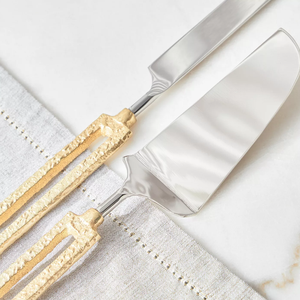 Metal Gold & Silver <b>Cake</b> <b>Server</b> & Knife Set in Best Quality From Indian Manufacturer For Wedding Restaurant Hotel Usage - Product Image 4