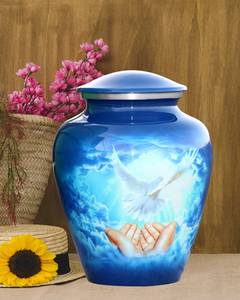 Handmade Cremation Urn <b>for</b> Human <b>Ashes</b> Sky-Blue Funeral Urn <b>for</b> <b>Ashes</b> Adult Burial Container <b>for</b> Human Memorial Funeral Urn - Product Image 5