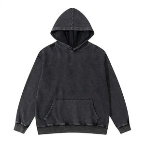 100% algodón ropa de hombre Vintage negro ácido lavado sudaderas con capucha hombres de gran tamaño Hip Hop sudaderas Casual pulóver Sudadera con capucha - Product Image 1