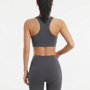 Sujetador deportivo OEM al por mayor para mujer, con cremallera frontal y espalda cruzada, logotipo personalizado, suave, para yoga, gimnasio, fitness y running - Product Image 3